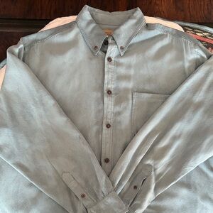 Suede Men's Blue Button-Down Shirt